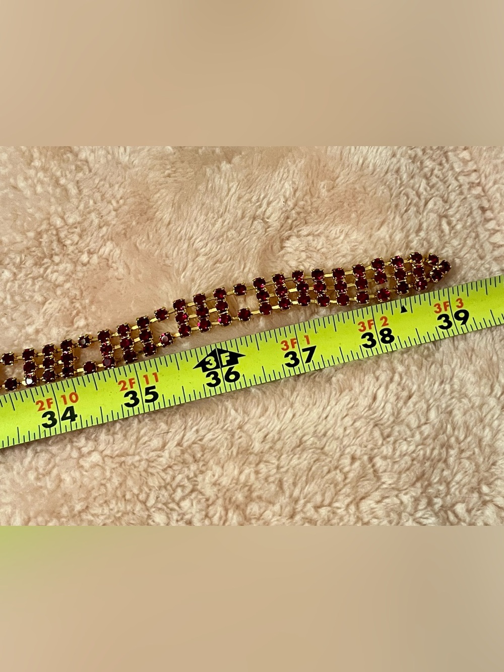 Ruby Red Rhinestone Metallic Belt Unique - Picture 9 of 11